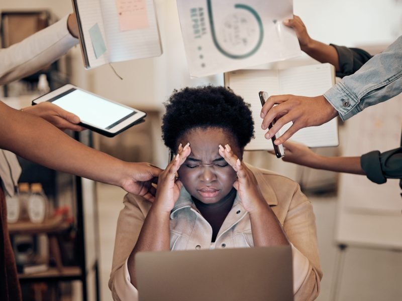 Overwhelmed woman struggling with low energy and fatigue